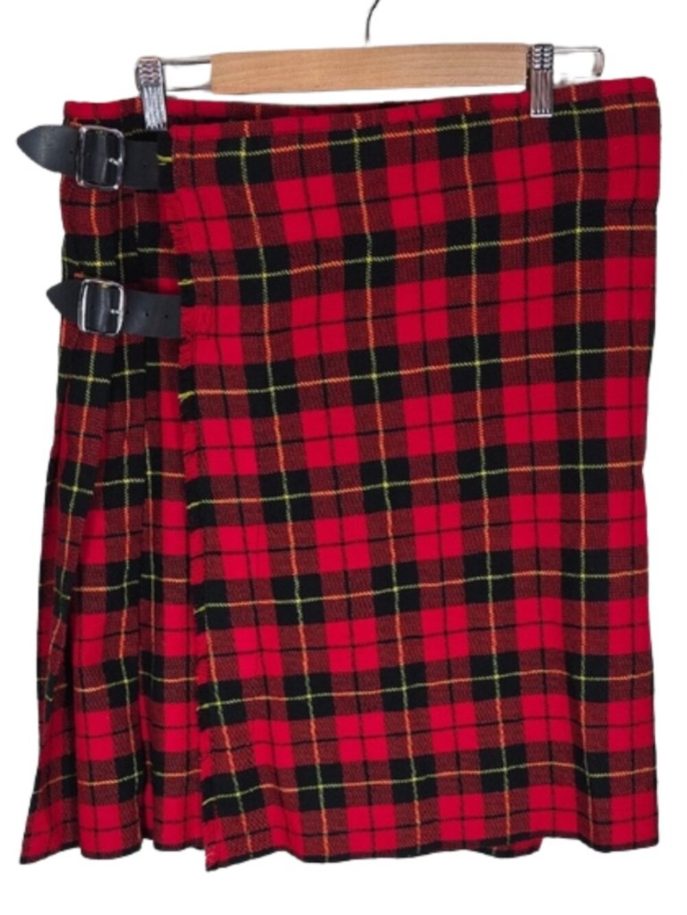 Scottish Design Tartans Wallace Pleated Kilt w/ Belt Size 34 Punk Grunge Skirt